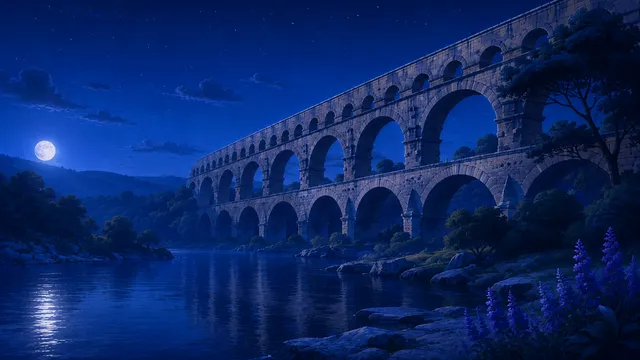 Bridge wallpaper: Pont du Gard   dark